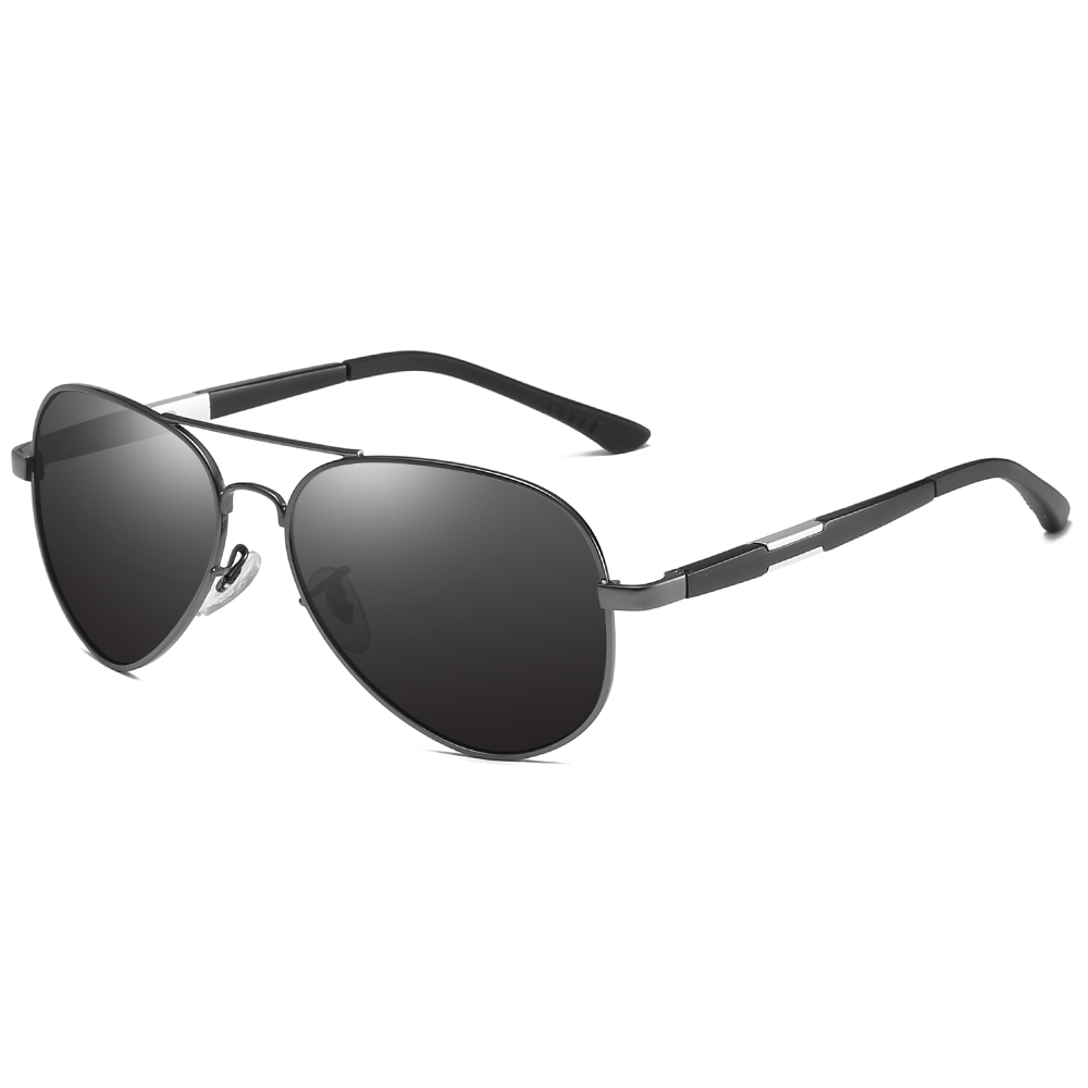 Ready Stock Men's Business Casual Sunglasses Aviator Metal Frame Teardrop Shape Pilot Polarized Driving Glasses  Aluminium Temple