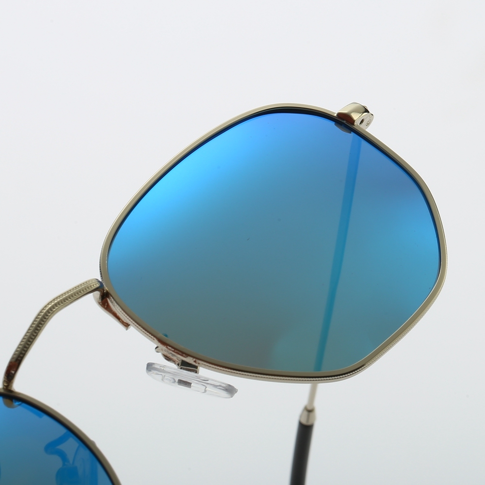 Unisex Classic Hexagonal Flat Lens Sunglasses for Men Womens Coin Edge Slim Metal Frame Geometric Polarized Sunglass RB3548