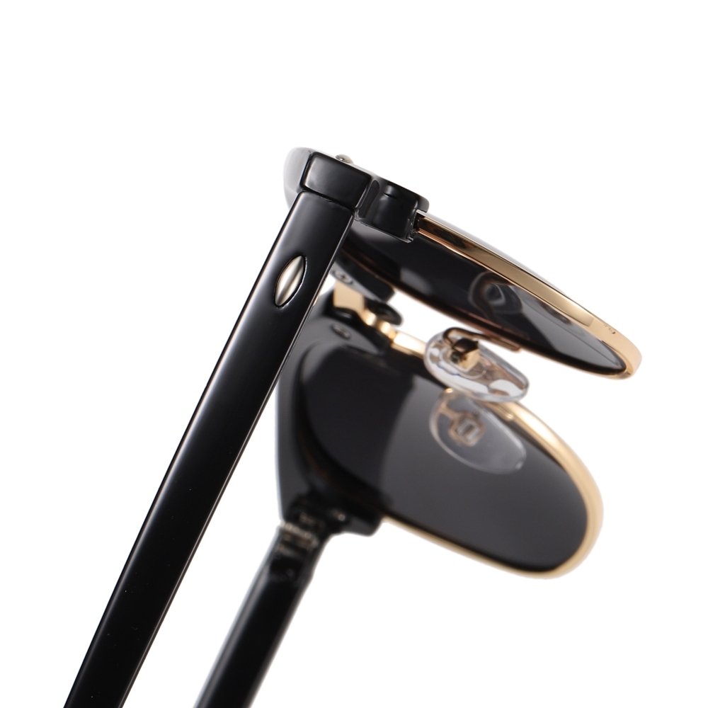 Unisex Classic Clubmaster Sunglasses for Men Women Metal Rivets Horn Rimmed Browline Combination Frame Polarized Shades 3016