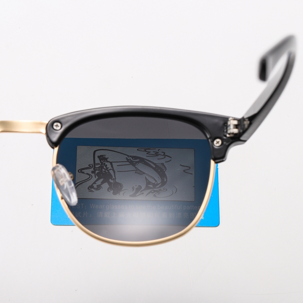 Unisex Classic Clubmaster Sunglasses for Men Women Metal Rivets Horn Rimmed Browline Combination Frame Polarized Shades 3016