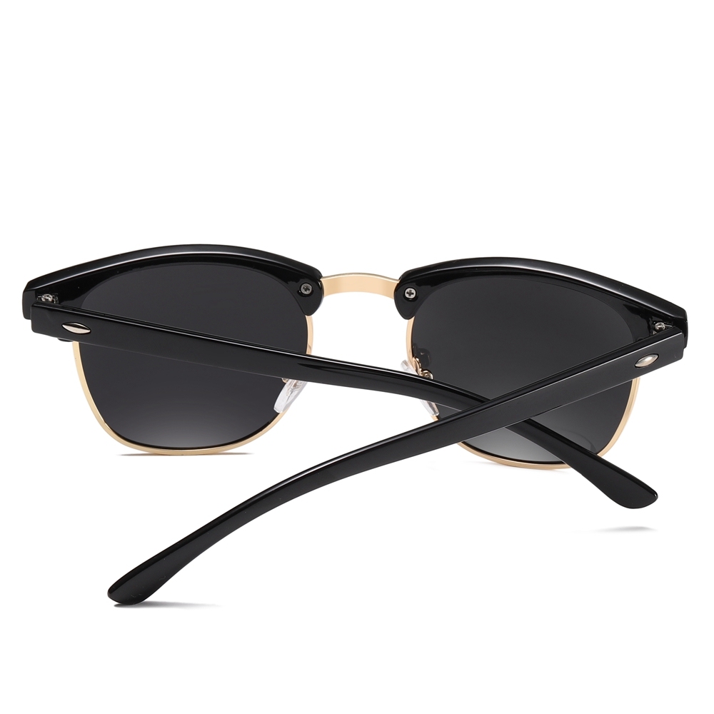 Unisex Classic Clubmaster Sunglasses for Men Women Metal Rivets Horn Rimmed Browline Combination Frame Polarized Shades 3016