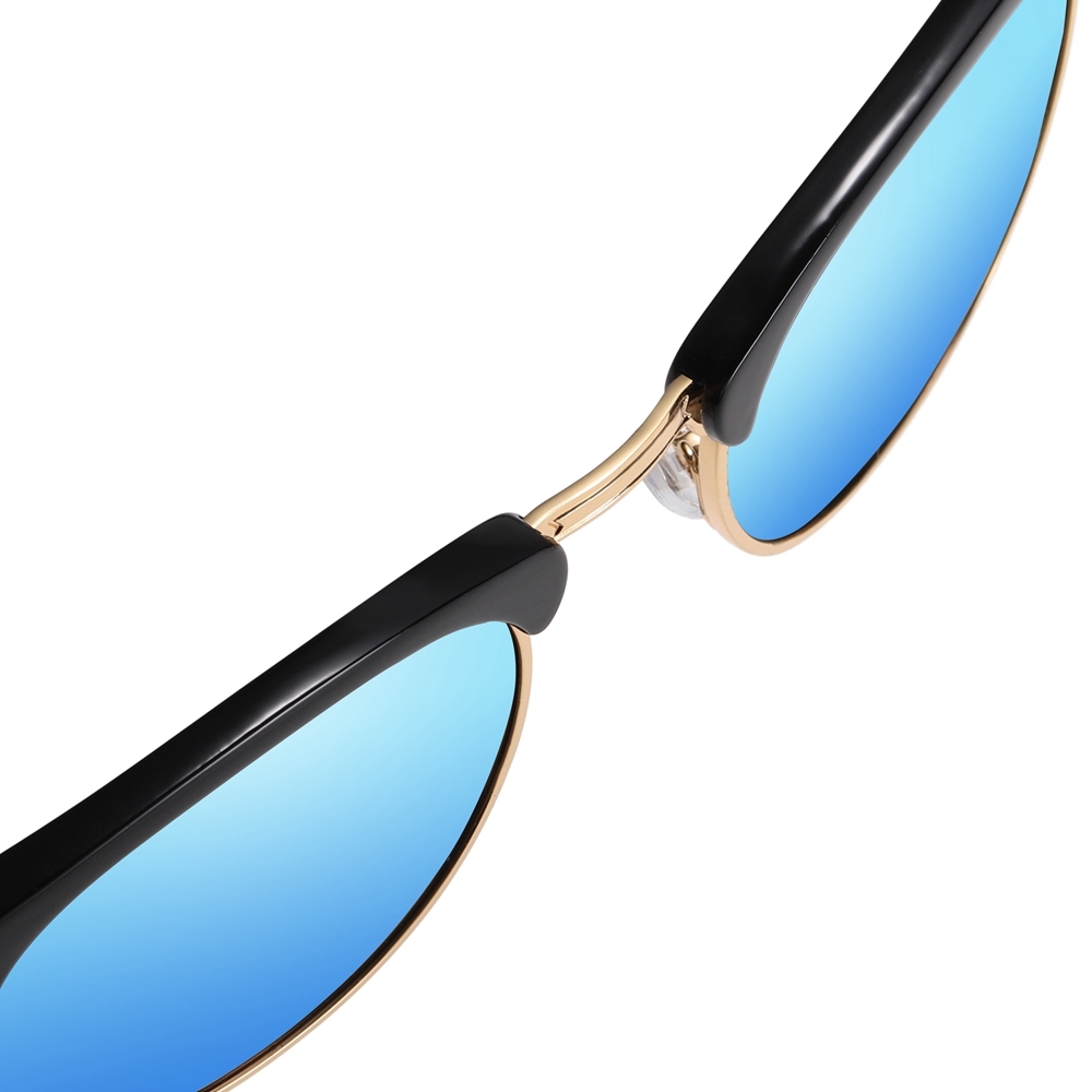 Unisex Classic Clubmaster Sunglasses for Men Women Metal Rivets Horn Rimmed Browline Combination Frame Polarized Shades 3016