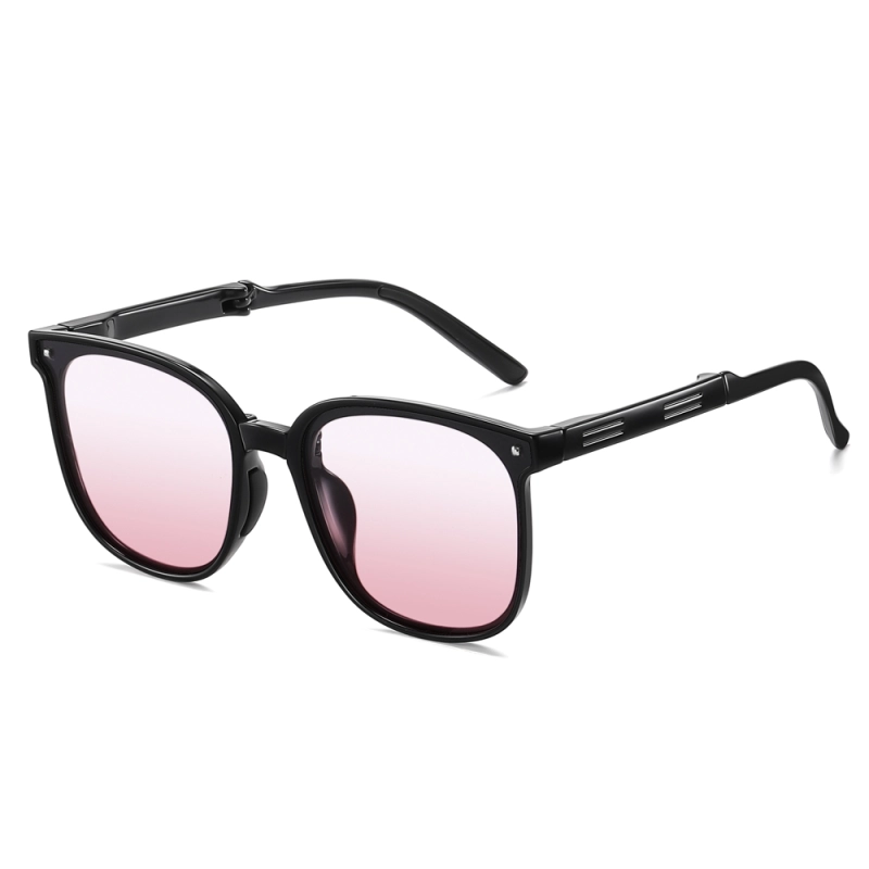 Men's Pocketable Folding Polarized Sunglasses Compact Travel Trending Shades for Ladies Foldable Frame Flat Lens Sun glasses with Studs
