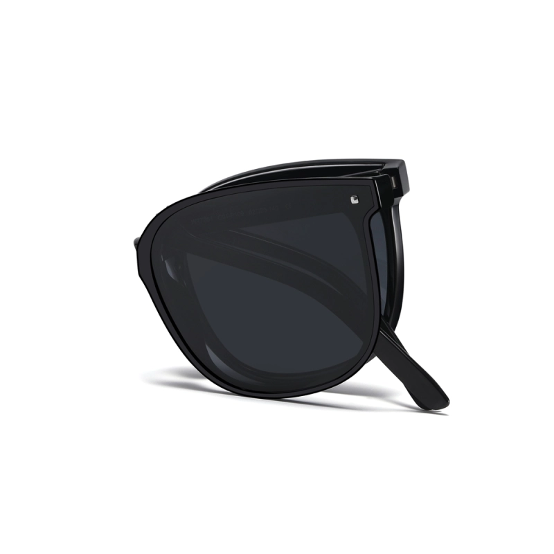 Men's Pocketable Folding Polarized Sunglasses Compact Travel Trending Shades for Ladies Foldable Frame Flat Lens Sun glasses with Studs