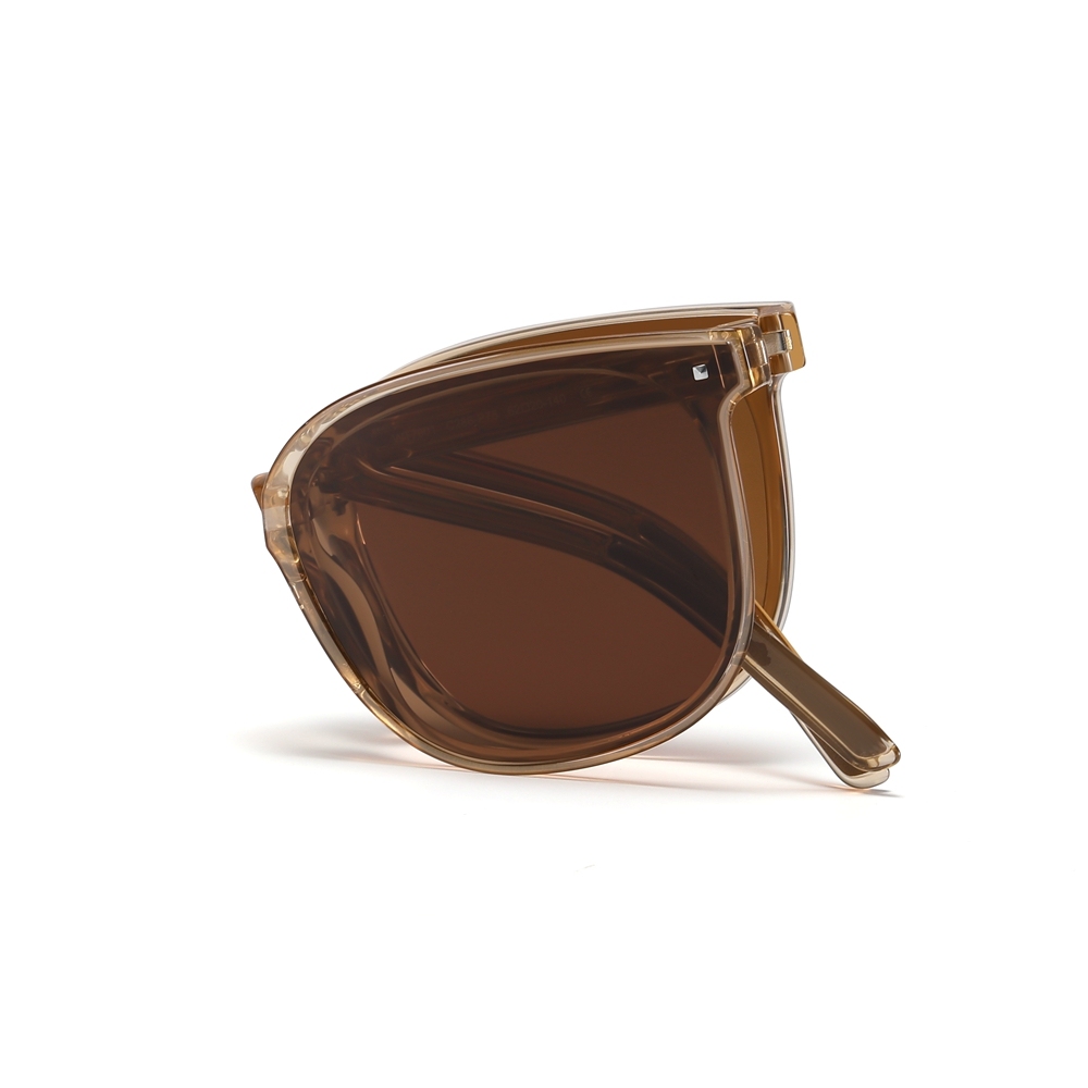Men's Pocketable Folding Polarized Sunglasses Compact Travel Trending Shades for Ladies Foldable Frame Flat Lens Sun glasses with Studs