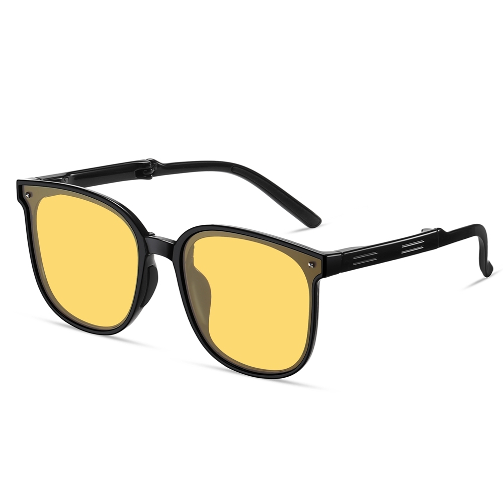 Men's Pocketable Folding Polarized Sunglasses Compact Travel Trending Shades for Ladies Foldable Frame Flat Lens Sun glasses with Studs