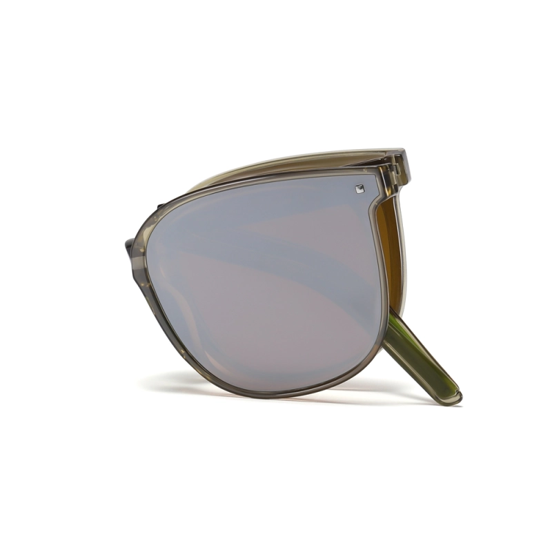 Men's Pocketable Folding Polarized Sunglasses Compact Travel Trending Shades for Ladies Foldable Frame Flat Lens Sun glasses with Studs