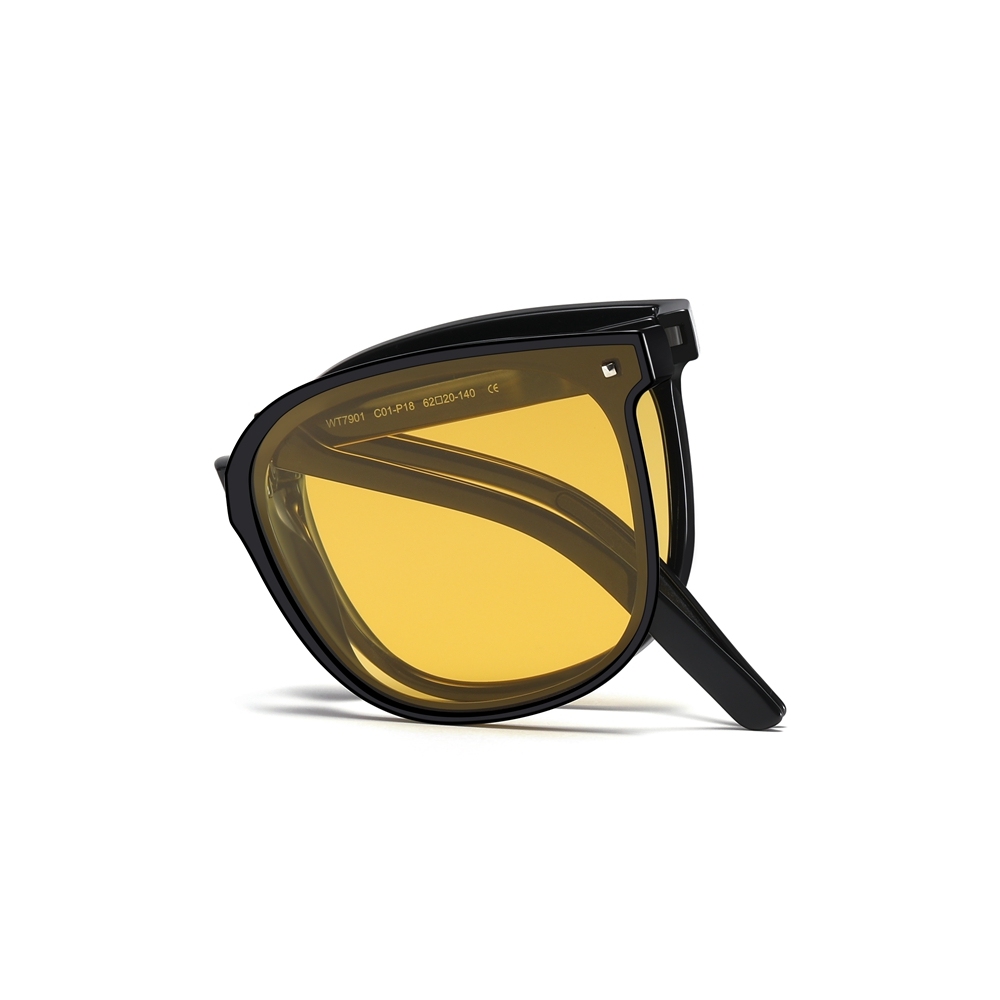 Men's Pocketable Folding Polarized Sunglasses Compact Travel Trending Shades for Ladies Foldable Frame Flat Lens Sun glasses with Studs