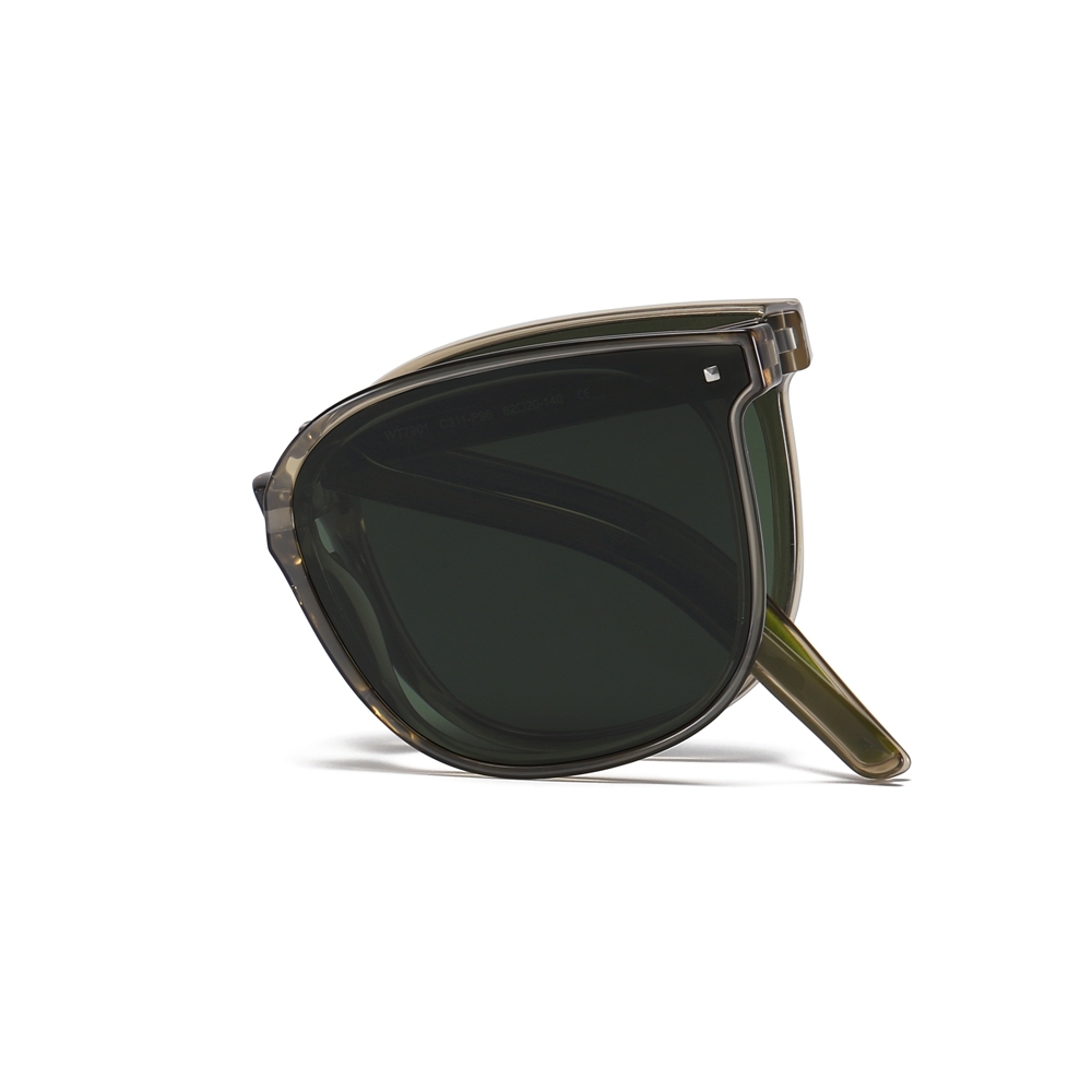 Men's Pocketable Folding Polarized Sunglasses Compact Travel Trending Shades for Ladies Foldable Frame Flat Lens Sun glasses with Studs