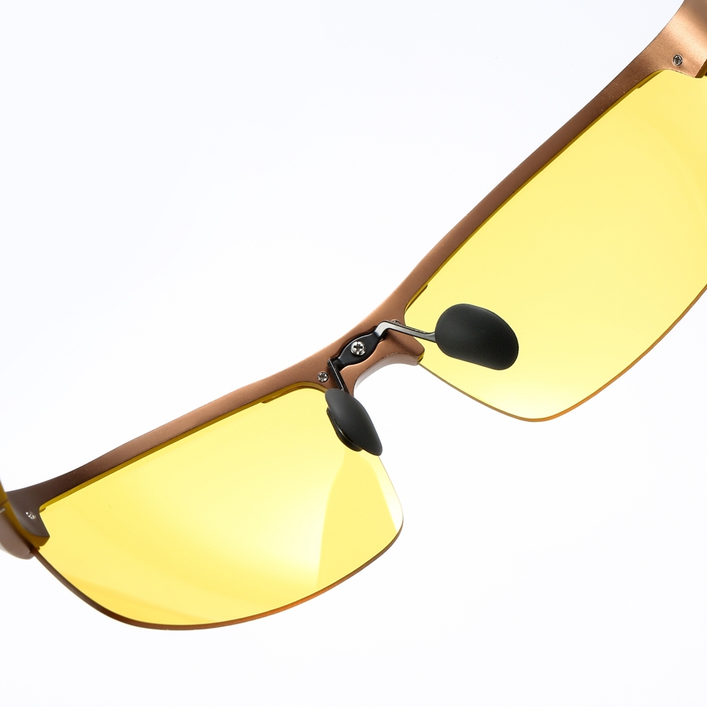 Customized Men's Aluminum Semi-rimless Photochromic Sports Sunglasses Anti-glare Light Adaptive Lenes for Day and Night Driving Glasses