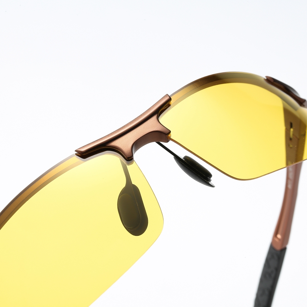 Customized Men's Aluminum Semi-rimless Photochromic Sports Sunglasses Anti-glare Light Adaptive Lenes for Day and Night Driving Glasses