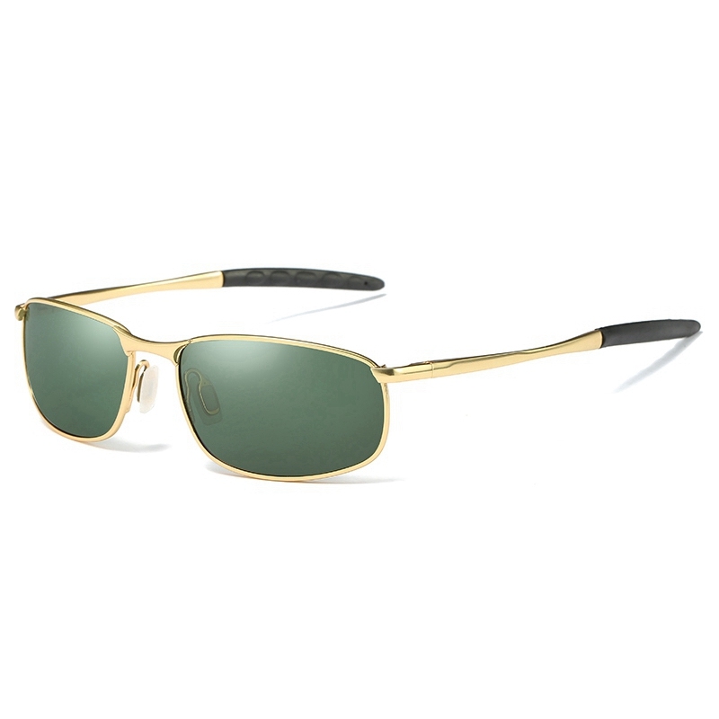 Men's Narrow Oval Sunglasses Private Label Eyewear Sporty Style Metal Frame with Spring Hinges UV Protection Polarised Driving Glasses