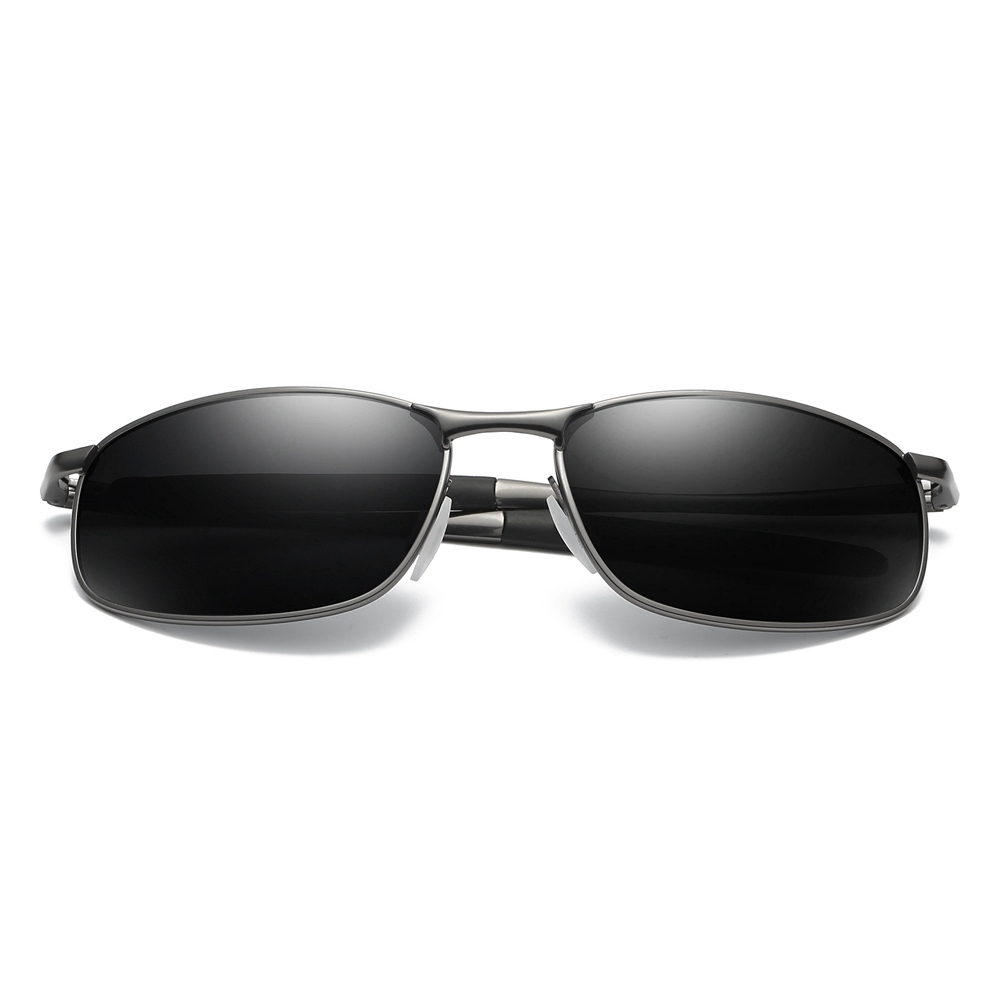 Men's Narrow Oval Sunglasses Private Label Eyewear Sporty Style Metal Frame with Spring Hinges UV Protection Polarised Driving Glasses