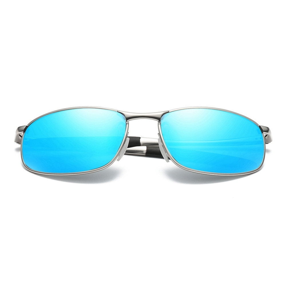 Men's Narrow Oval Sunglasses Private Label Eyewear Sporty Style Metal Frame with Spring Hinges UV Protection Polarised Driving Glasses