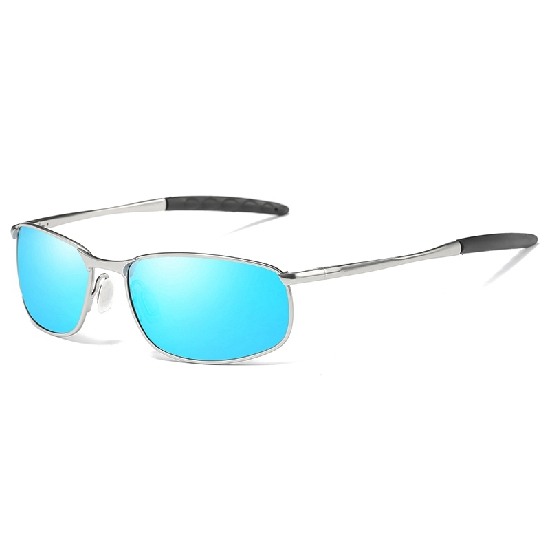 Men's Narrow Oval Sunglasses Private Label Eyewear Sporty Style Metal Frame with Spring Hinges UV Protection Polarised Driving Glasses