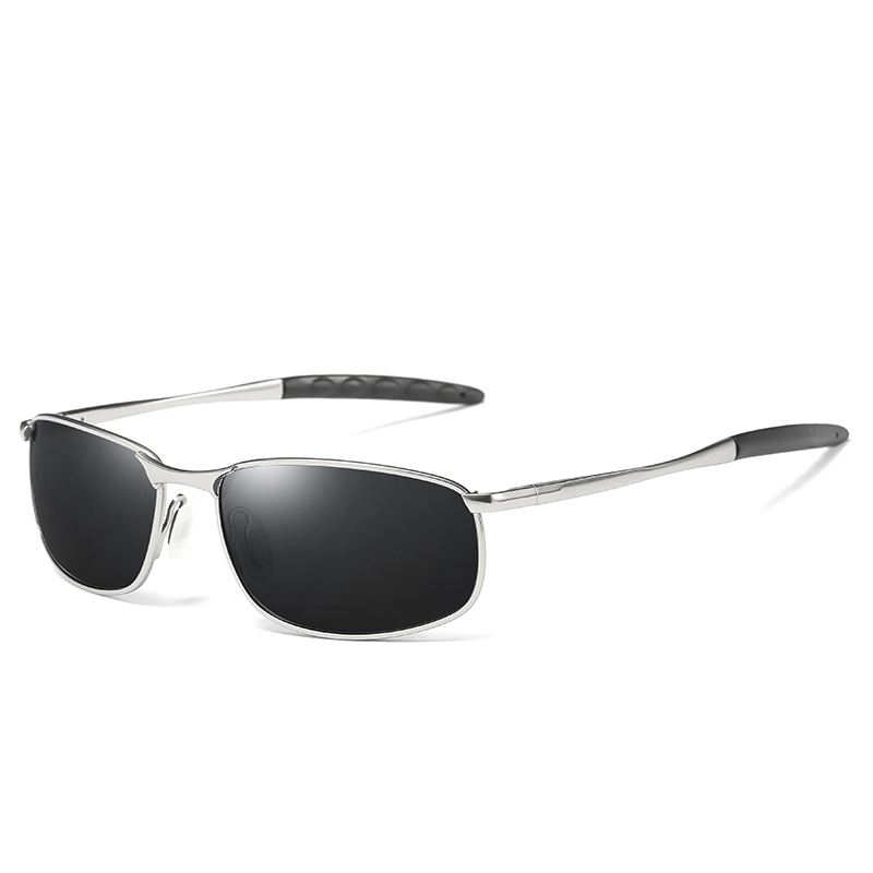 Men's Narrow Oval Sunglasses Private Label Eyewear Sporty Style Metal Frame with Spring Hinges UV Protection Polarised Driving Glasses