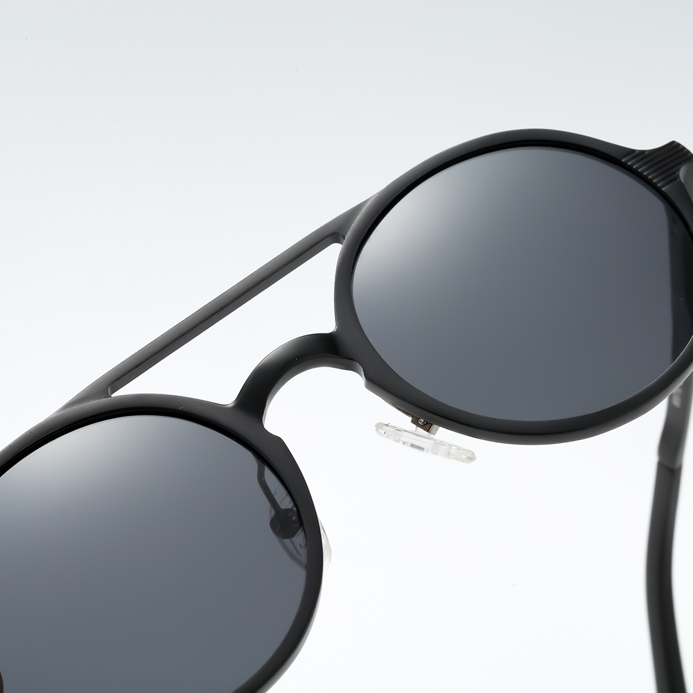 High Quality Men's Retro Double Bridge Round Sunglasses Custom Engraved Logo Aluminum Metal Polarized Glasses Vintage Circle Sunglass