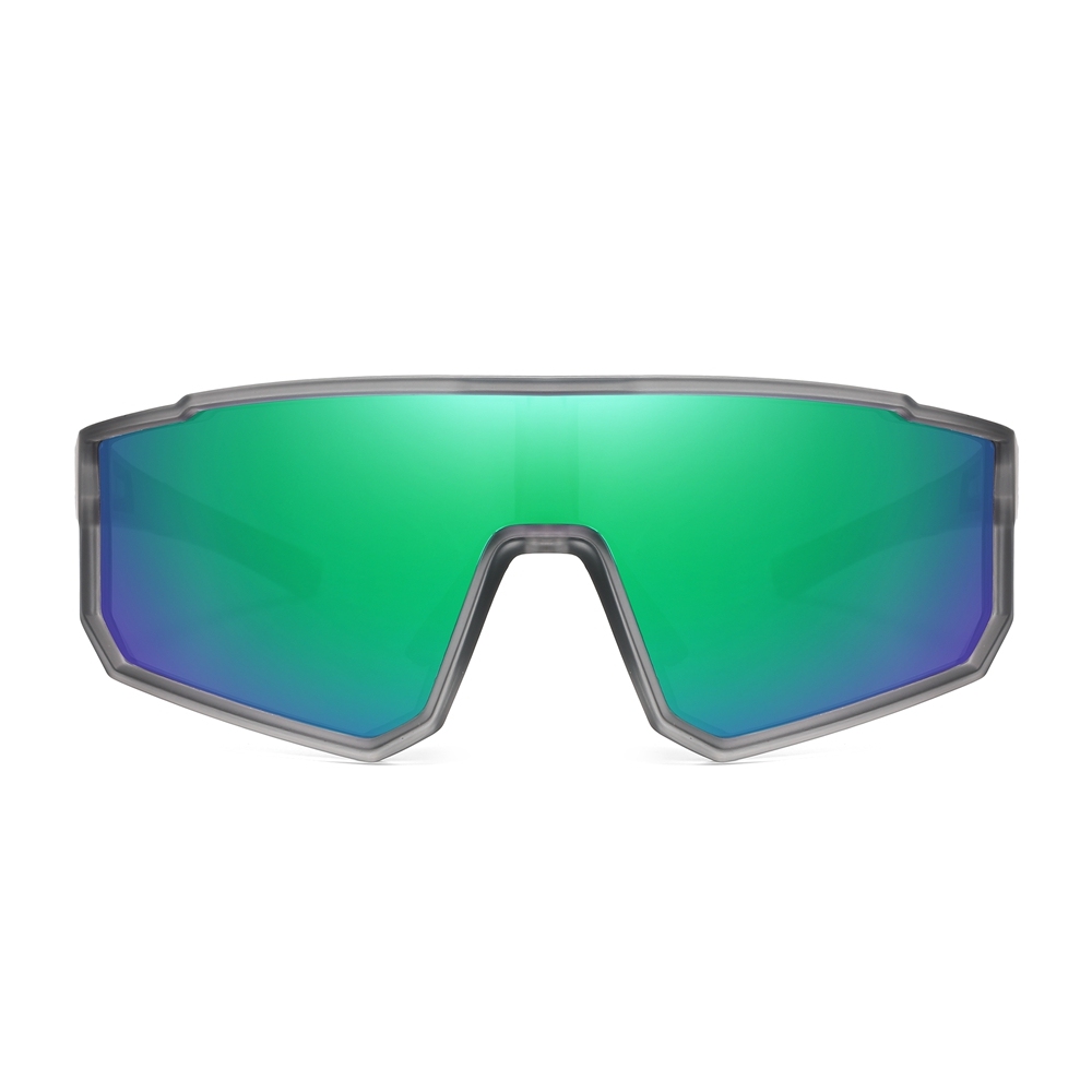 Custom Logo Women's Polycarbonate Sport Shield Sunglasses for Men Monoblock Wrap Around Polarized Cycling Glasses with Adjustable Nose Pads