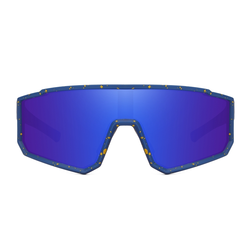 Custom Logo Women's Polycarbonate Sport Shield Sunglasses for Men Monoblock Wrap Around Polarized Cycling Glasses with Adjustable Nose Pads