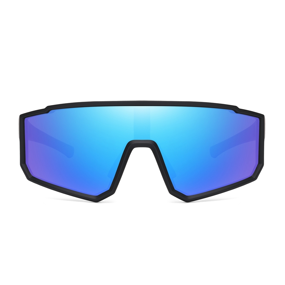 Custom Logo Women's Polycarbonate Sport Shield Sunglasses for Men Monoblock Wrap Around Polarized Cycling Glasses with Adjustable Nose Pads