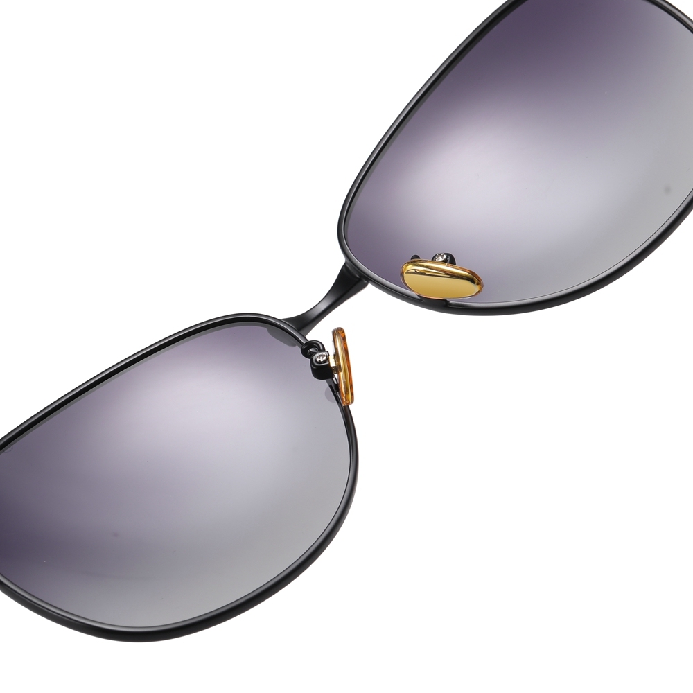 Wholesale Women's Two Tone Metal Oval Retro Sunglasses for Mature Ladies Gradient Polarized Fashion Sunglass with Flowers on Side