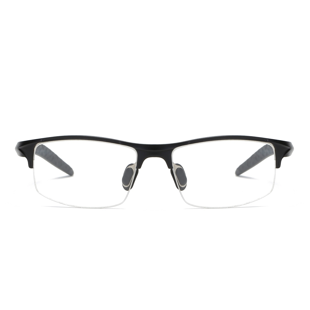 Custom Men's Lightweight Aluminum Rectangle Semi-rimless Spring Hinge Sports Glasses Frames with Logo for Prescription Eyeglasses Online