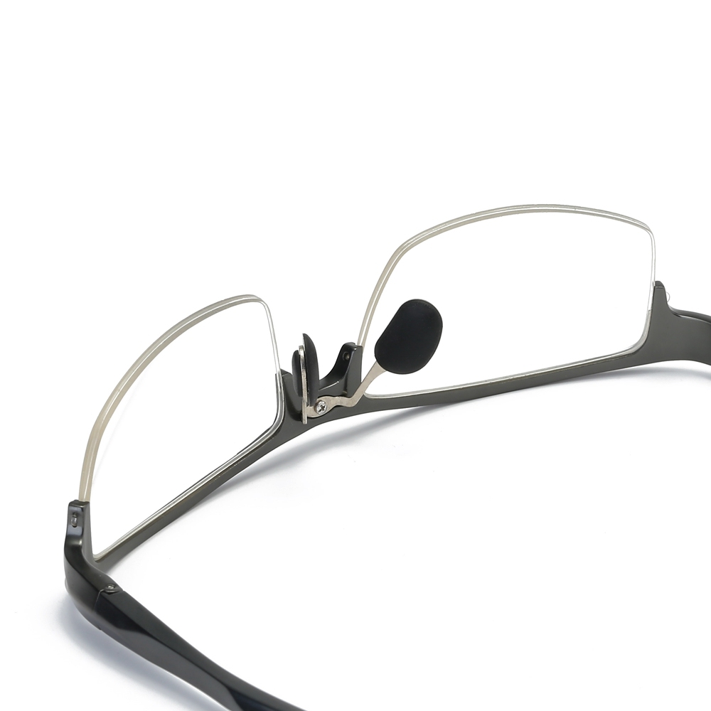 Custom Men's Lightweight Aluminum Rectangle Semi-rimless Spring Hinge Sports Glasses Frames with Logo for Prescription Eyeglasses Online