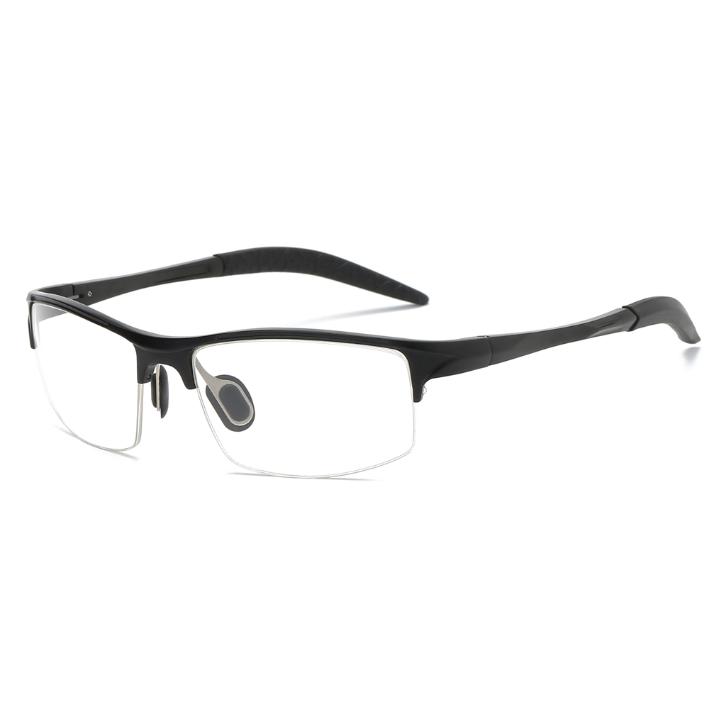 Custom Men's Lightweight Aluminum Rectangle Semi-rimless Spring Hinge Sports Glasses Frames with Logo for Prescription Eyeglasses Online