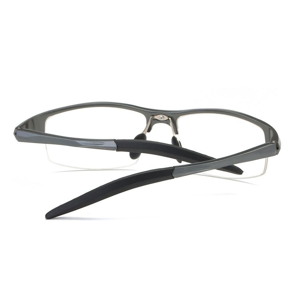 Custom Men's Lightweight Aluminum Rectangle Semi-rimless Spring Hinge Sports Glasses Frames with Logo for Prescription Eyeglasses Online