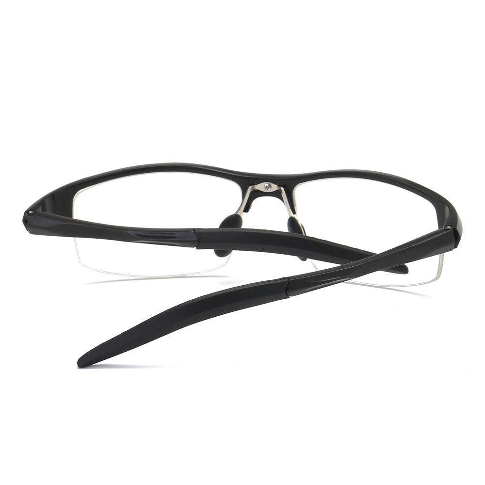 Custom Men's Lightweight Aluminum Rectangle Semi-rimless Spring Hinge Sports Glasses Frames with Logo for Prescription Eyeglasses Online