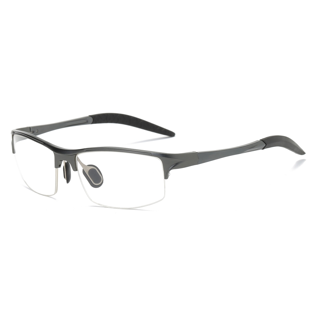 Custom Men's Lightweight Aluminum Rectangle Semi-rimless Spring Hinge Sports Glasses Frames with Logo for Prescription Eyeglasses Online