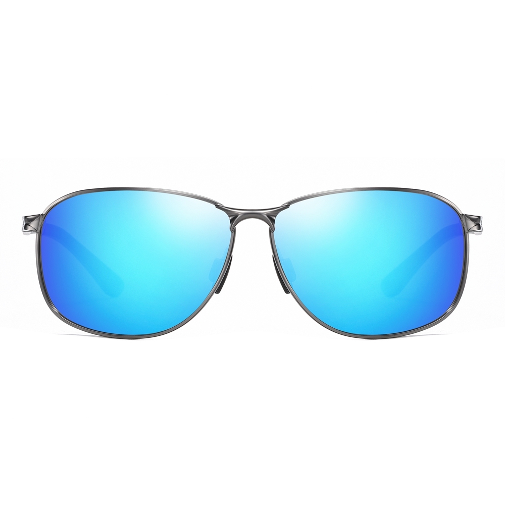 Wholesale Durable Metal Wrap Around Sports Oval Sunglasses for Men's Affordable Polarized Driving Glasses Full Frame with Aluminum Temples