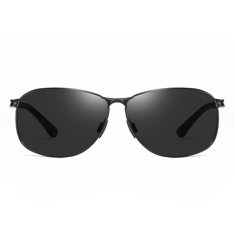Wholesale Durable Metal Wrap Around Sports Oval Sunglasses for Men's Affordable Polarized Driving Glasses Full Frame with Aluminum Temples