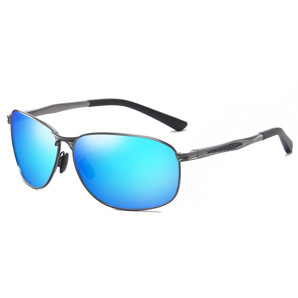Wholesale Durable Metal Wrap Around Sports Oval Sunglasses for Men's Affordable Polarized Driving Glasses Full Frame with Aluminum Temples