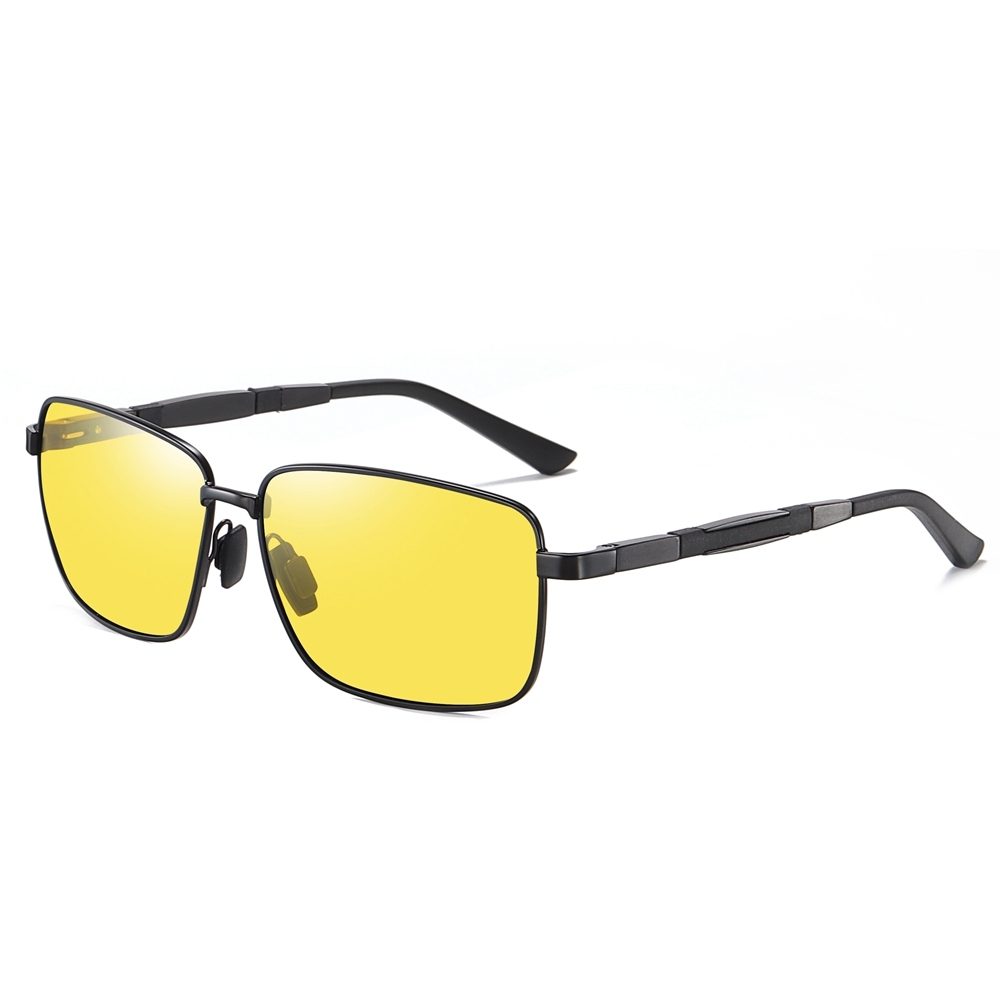 Ready Stock Classy Rectangle Shape Sunglasses for Businessmen Daily Wear Sunglass Wholesale Mens Metal Frame Polarized Driving Glasses
