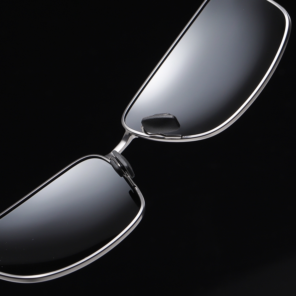 Ready Stock Classy Rectangle Shape Sunglasses for Businessmen Daily Wear Sunglass Wholesale Mens Metal Frame Polarized Driving Glasses