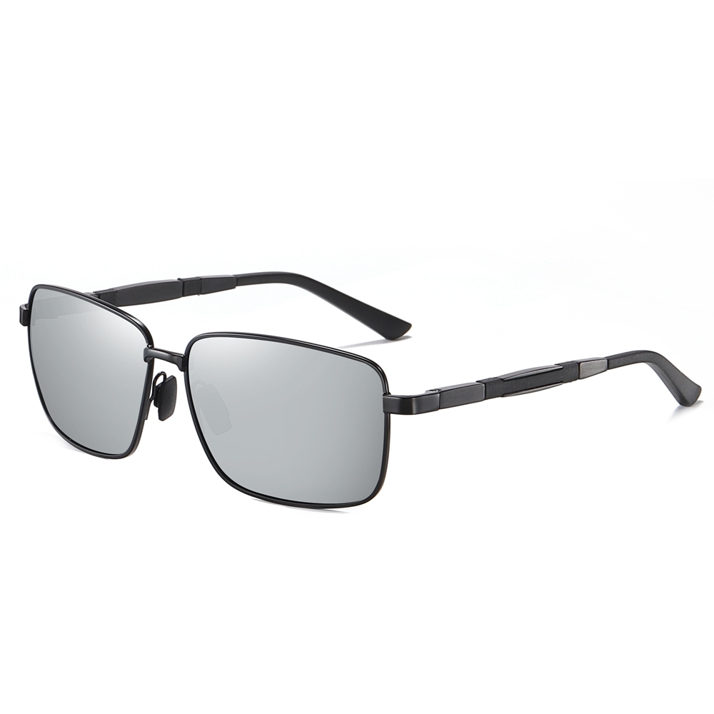 Ready Stock Classy Rectangle Shape Sunglasses for Businessmen Daily Wear Sunglass Wholesale Mens Metal Frame Polarized Driving Glasses