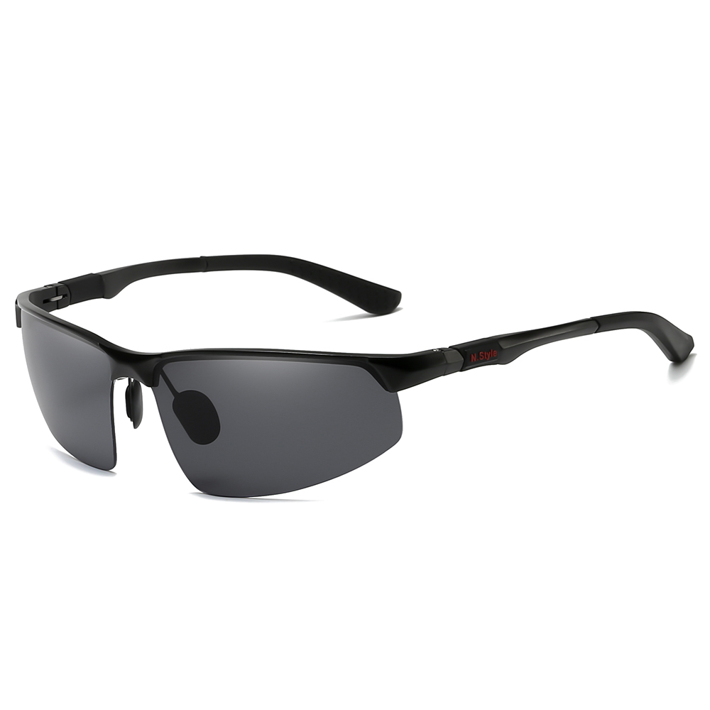 Custom Logo Men's Metallic Aluminum Half Frame Wrap Sunglasses for Ultralight Backpacking Outdoor Sports Polarized Glasses Wholesale Online