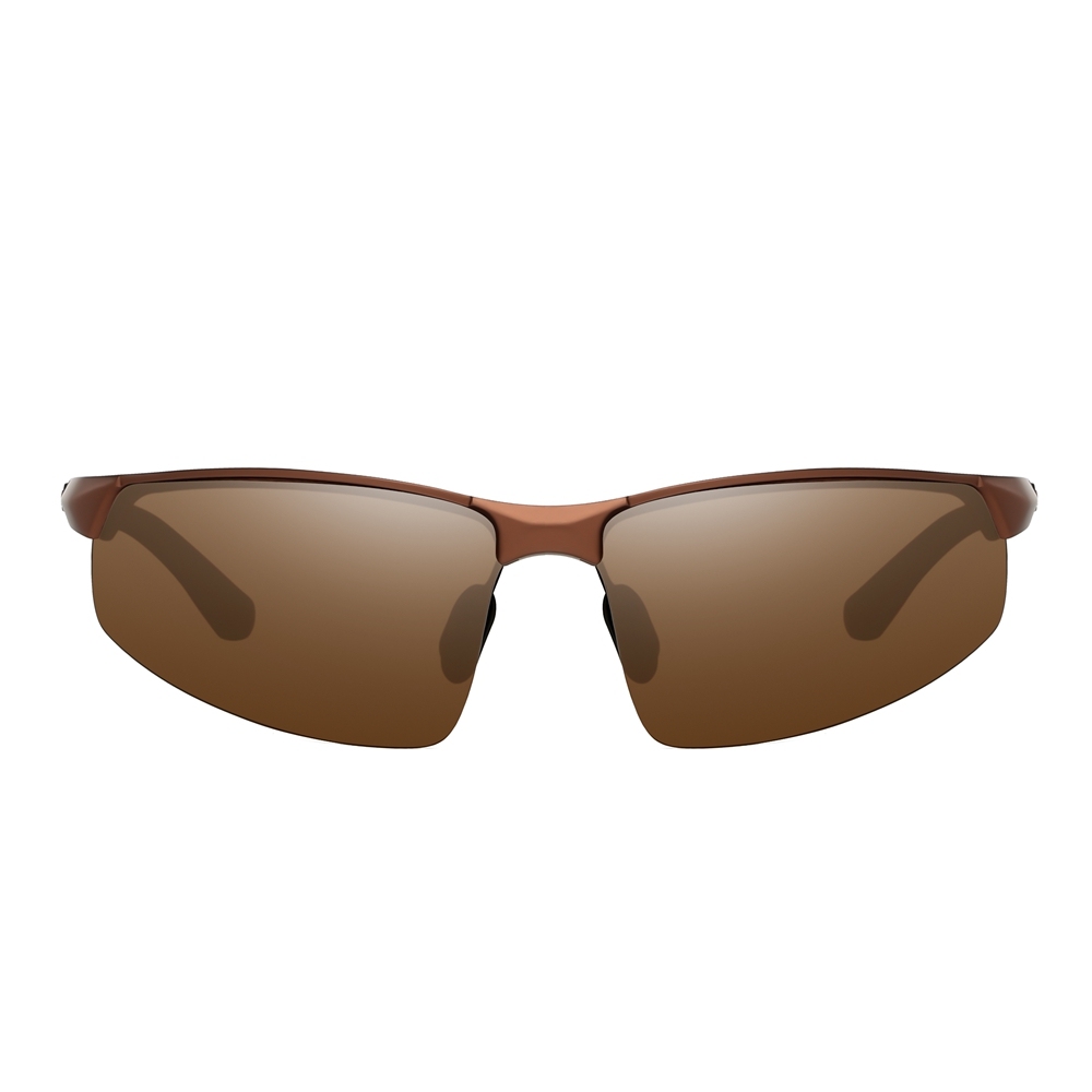 Custom Logo Men's Metallic Aluminum Half Frame Wrap Sunglasses for Ultralight Backpacking Outdoor Sports Polarized Glasses Wholesale Online