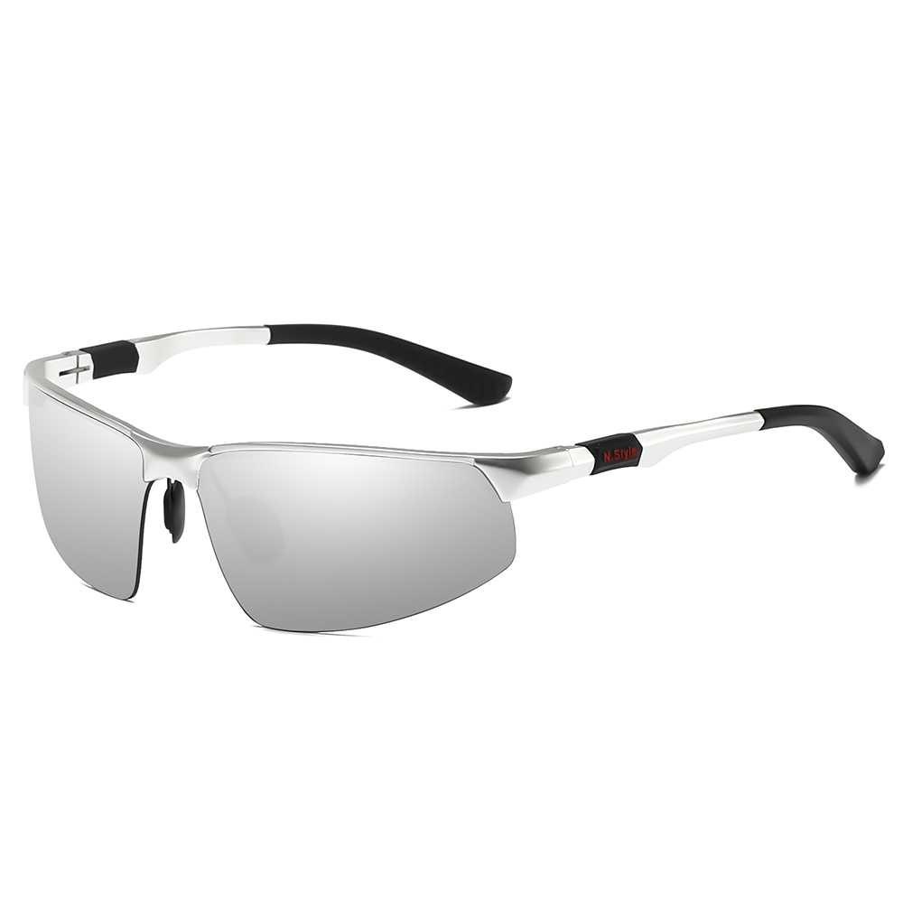 Custom Logo Men's Metallic Aluminum Half Frame Wrap Sunglasses for Ultralight Backpacking Outdoor Sports Polarized Glasses Wholesale Online