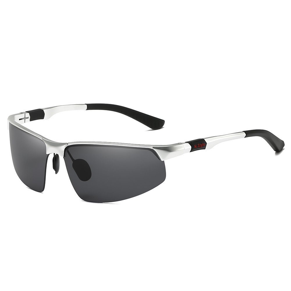 Custom Logo Men's Metallic Aluminum Half Frame Wrap Sunglasses for Ultralight Backpacking Outdoor Sports Polarized Glasses Wholesale Online