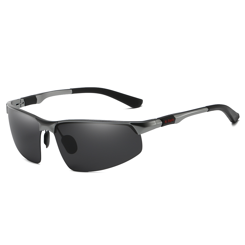 Custom Logo Men's Metallic Aluminum Half Frame Wrap Sunglasses for Ultralight Backpacking Outdoor Sports Polarized Glasses Wholesale Online