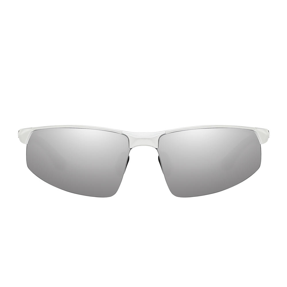 Custom Logo Men's Metallic Aluminum Half Frame Wrap Sunglasses for Ultralight Backpacking Outdoor Sports Polarized Glasses Wholesale Online