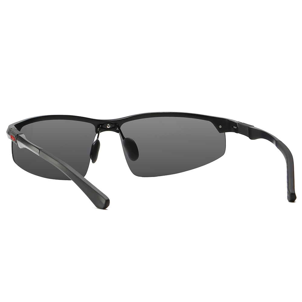 Custom Logo Men's Metallic Aluminum Half Frame Wrap Sunglasses for Ultralight Backpacking Outdoor Sports Polarized Glasses Wholesale Online