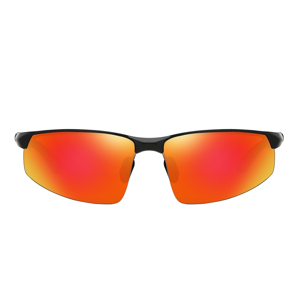 Custom Logo Men's Metallic Aluminum Half Frame Wrap Sunglasses for Ultralight Backpacking Outdoor Sports Polarized Glasses Wholesale Online