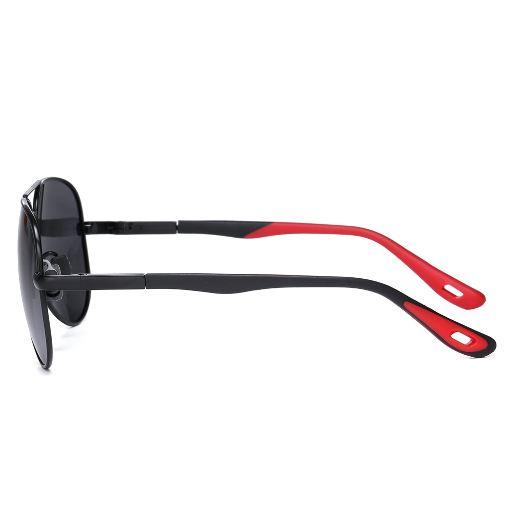 Unisex Flat Top Aviator Sunglass Custom Engraved Mens Driving Polarized Glasses with Spring Hinges Rubber Arms Metal Frame Pilot Sunglasses