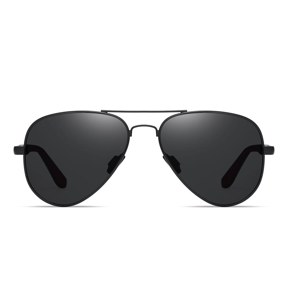 Unisex Flat Top Aviator Sunglass Custom Engraved Mens Driving Polarized Glasses with Spring Hinges Rubber Arms Metal Frame Pilot Sunglasses