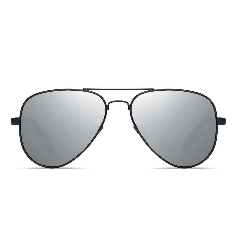 Unisex Flat Top Aviator Sunglass Custom Engraved Mens Driving Polarized Glasses with Spring Hinges Rubber Arms Metal Frame Pilot Sunglasses