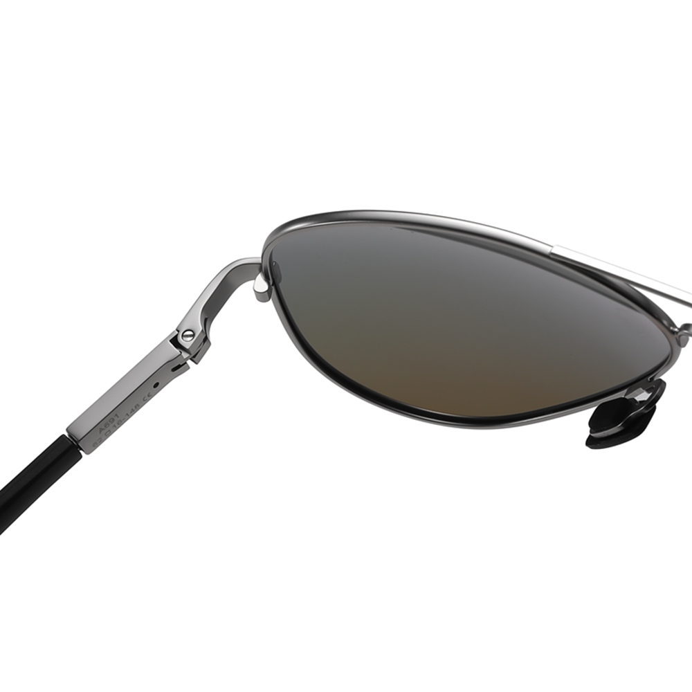 Unisex Flat Top Aviator Sunglass Custom Engraved Mens Driving Polarized Glasses with Spring Hinges Rubber Arms Metal Frame Pilot Sunglasses