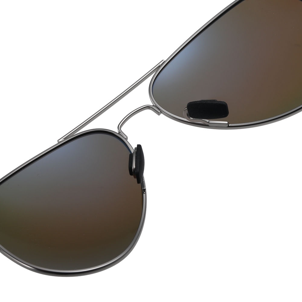 Unisex Flat Top Aviator Sunglass Custom Engraved Mens Driving Polarized Glasses with Spring Hinges Rubber Arms Metal Frame Pilot Sunglasses